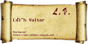 Léh Valter névjegykártya